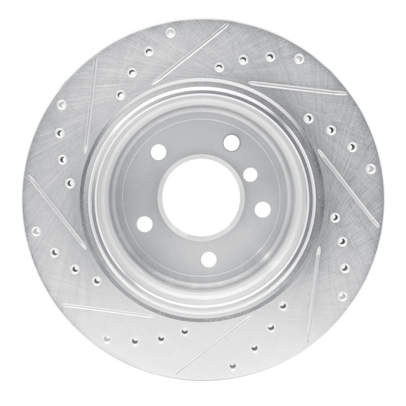 BMW 535XI Brake Rotor (1) - Rear Right - R1 Concepts - Drilled & Slotted - Silver - `06-`10
